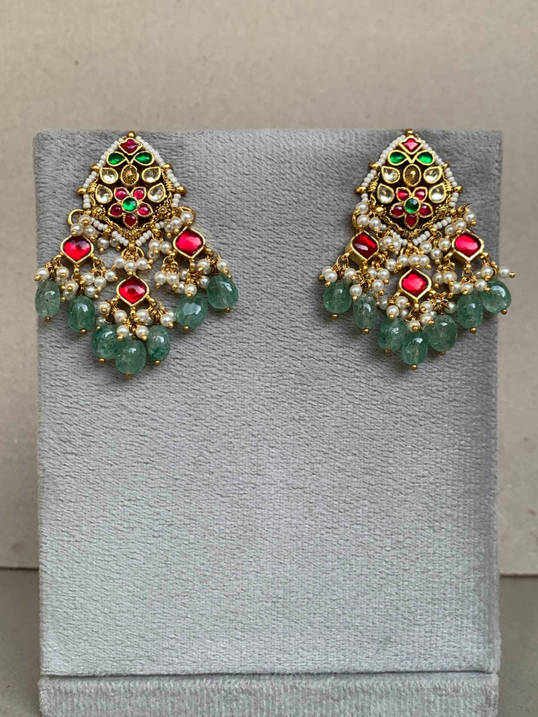 TN048  Multi Jadau Earrings