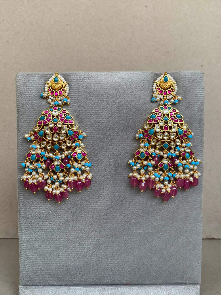 TN061  Turquoise Jadau Earrings