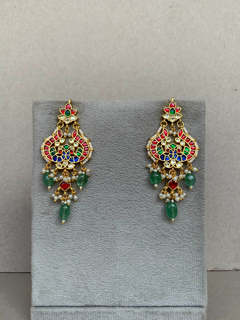 TN113  Multi Jadau Earrings