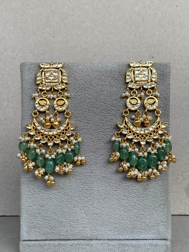 TN104 White Jadau Earrings