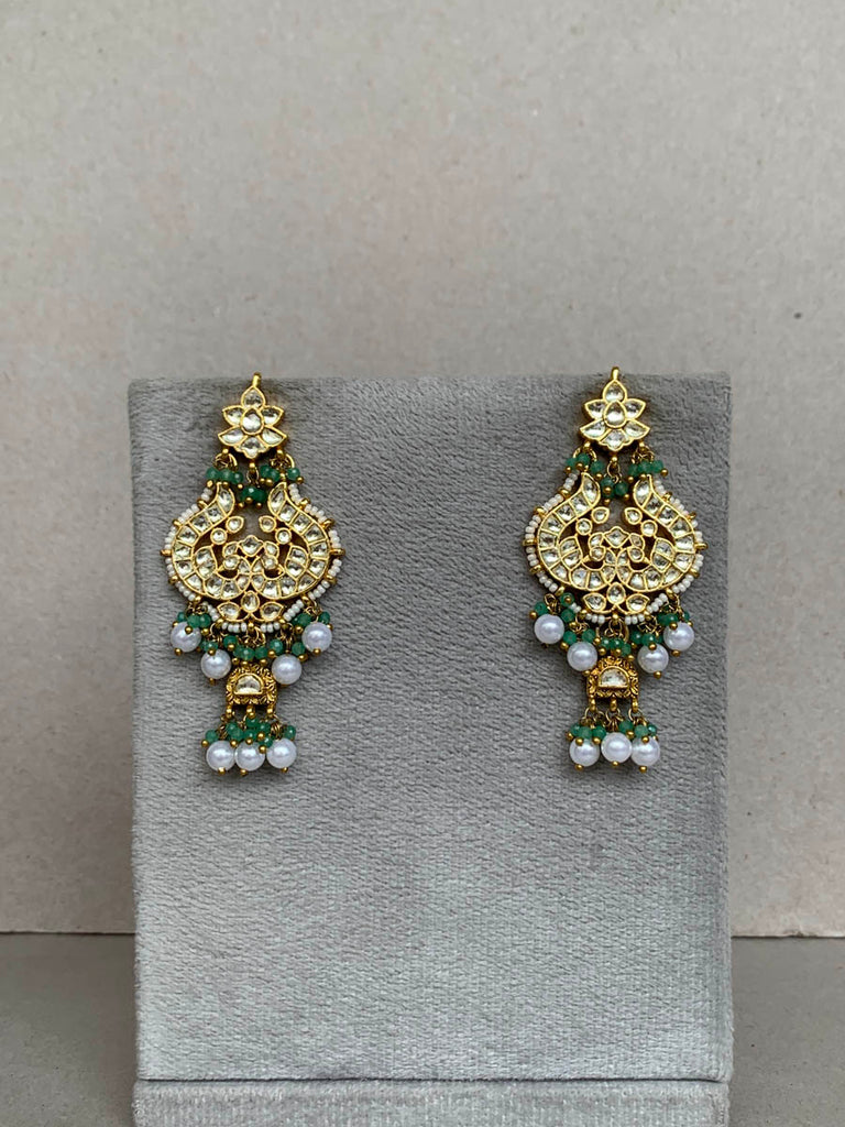 TN113  White Jadau Earrings