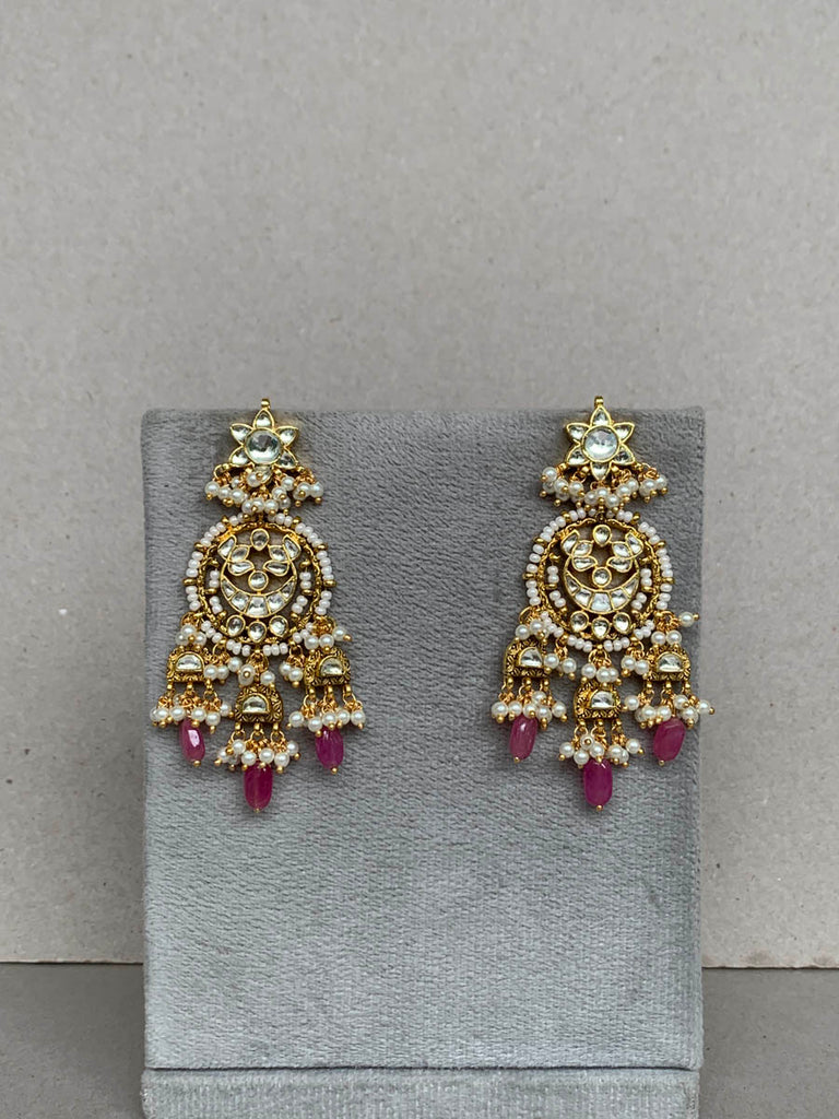 TN117 Pink Jadau Earrings