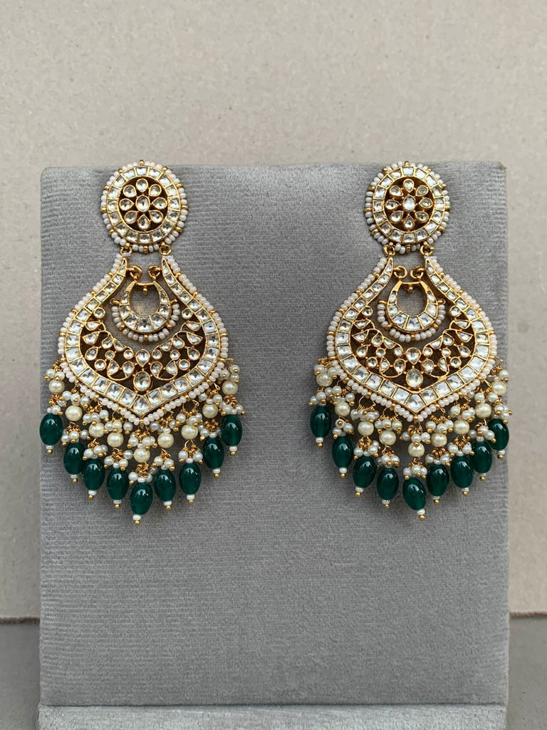 TN160 White Jadau Earrings