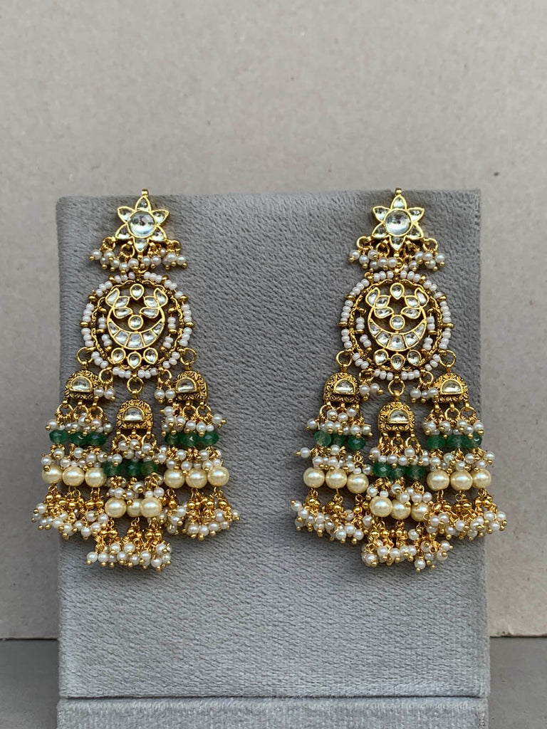 TN161 White Jadau Earrings