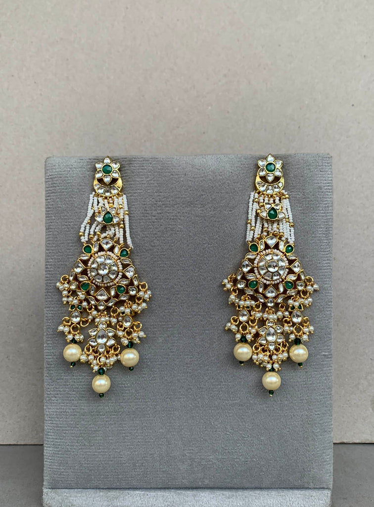 TN172 Green Jadau Earrings