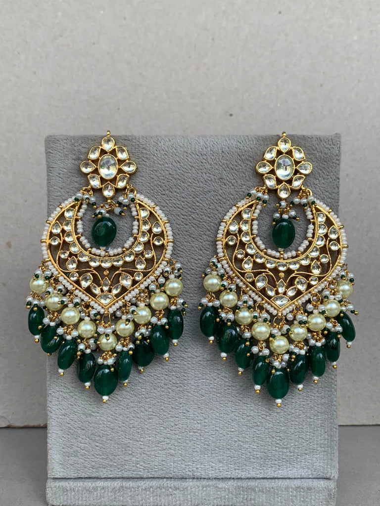 TN188 White Chandbali Earrings