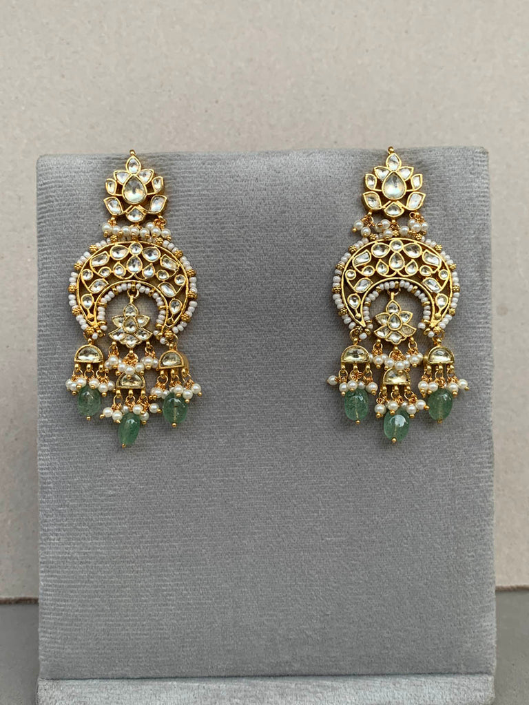 TN206 White Jadau Earrings