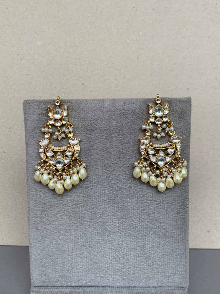 TN351W White Jadau Earrings