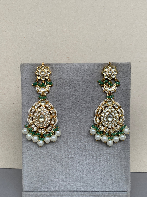 TN427W White Jadau Earrings