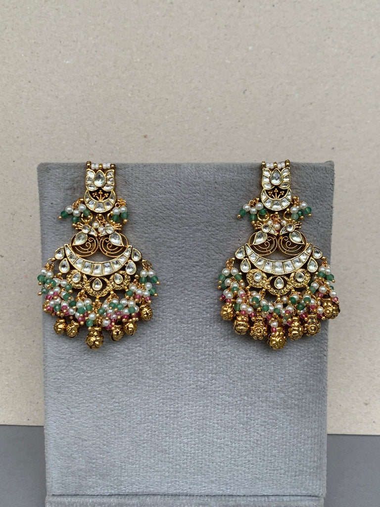 TN485W White Jadau Earrings