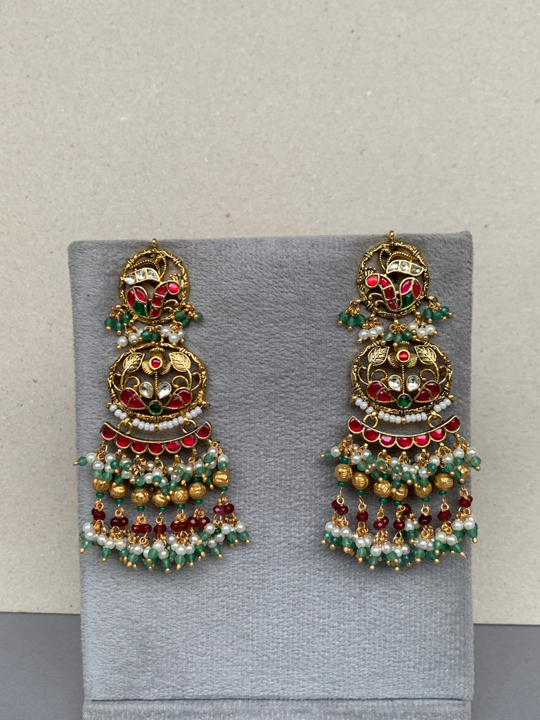 TN487M Multi Jadau Earrings