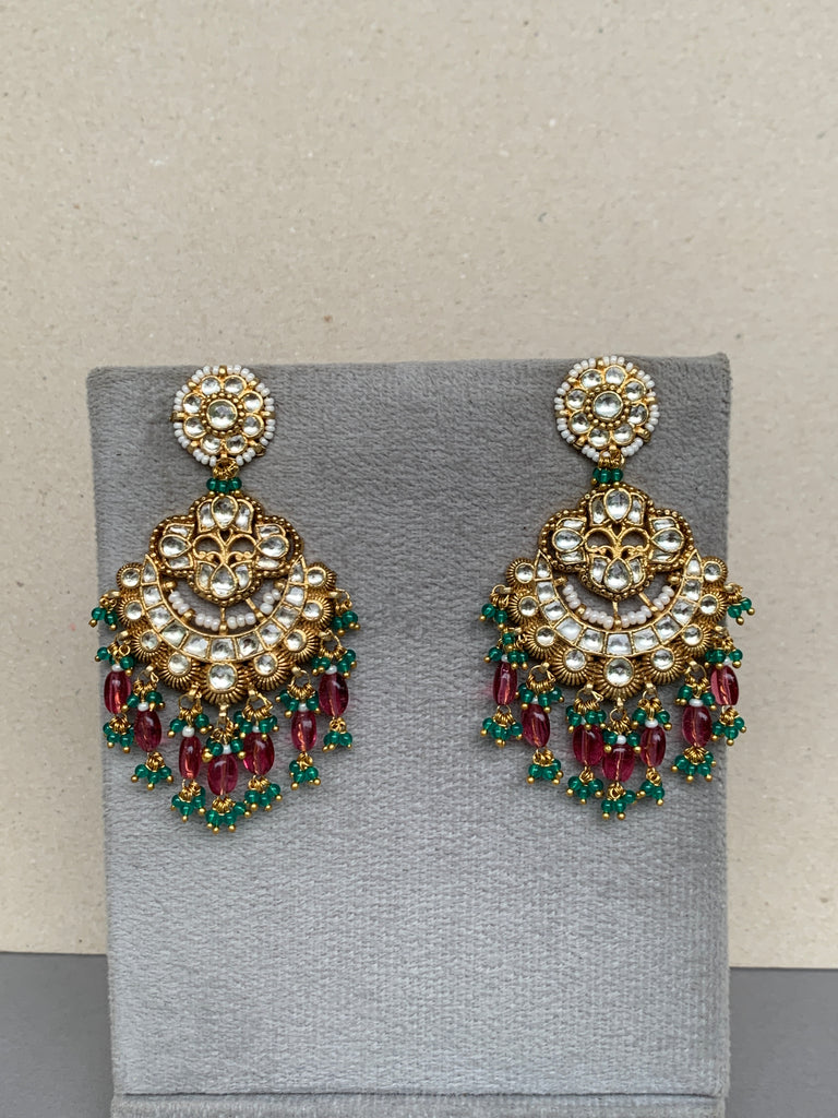 TN504 White Jadau Earrings