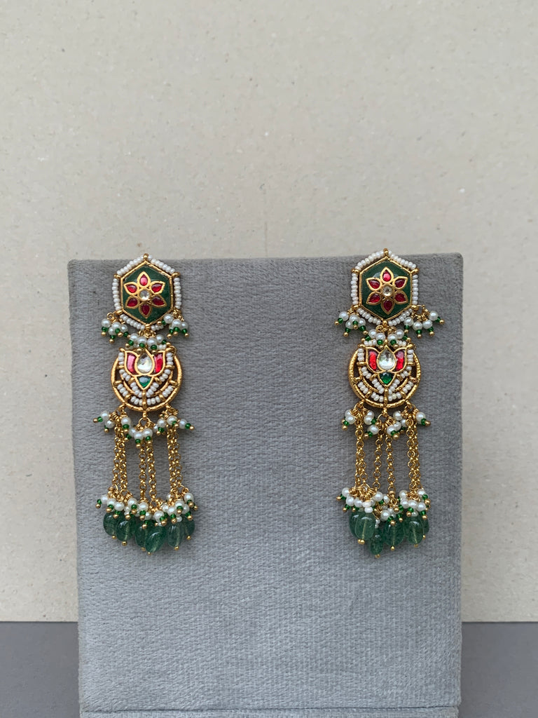 TN525 Multi Jadau Earrings