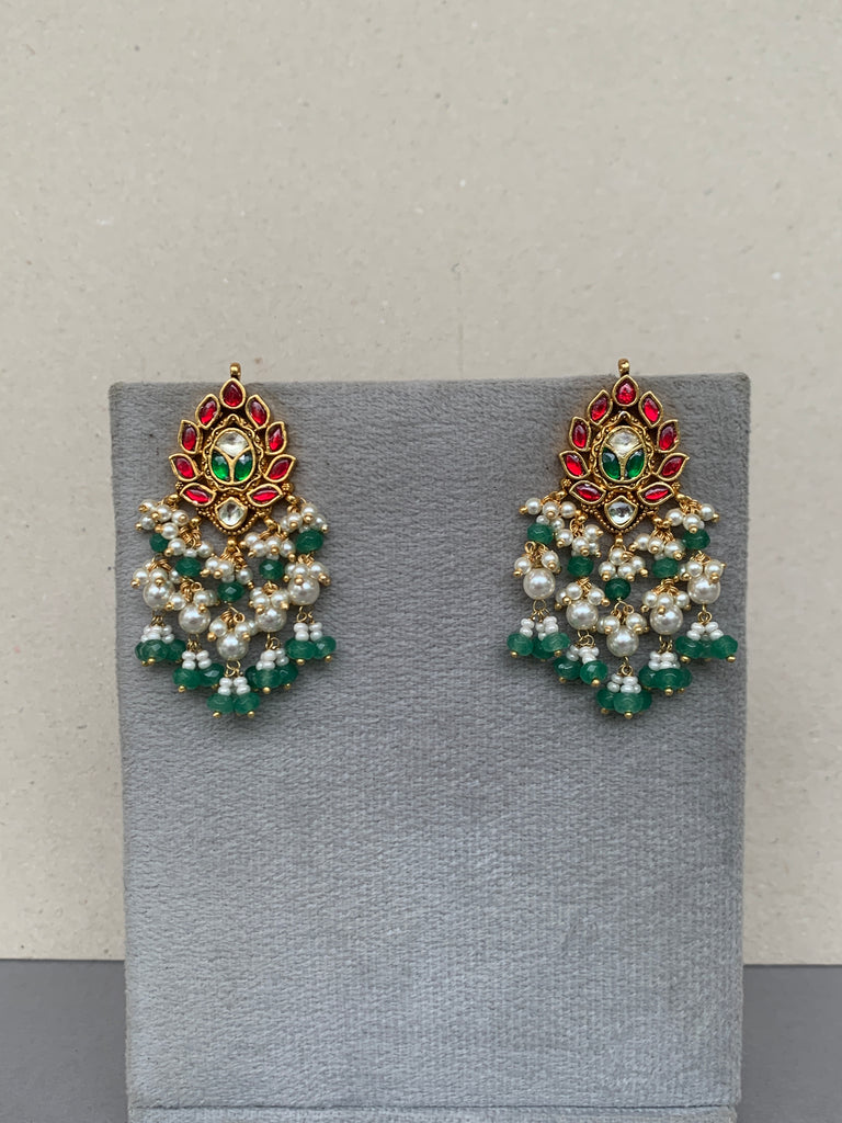 Tn527 Multi  Jadau Earrings