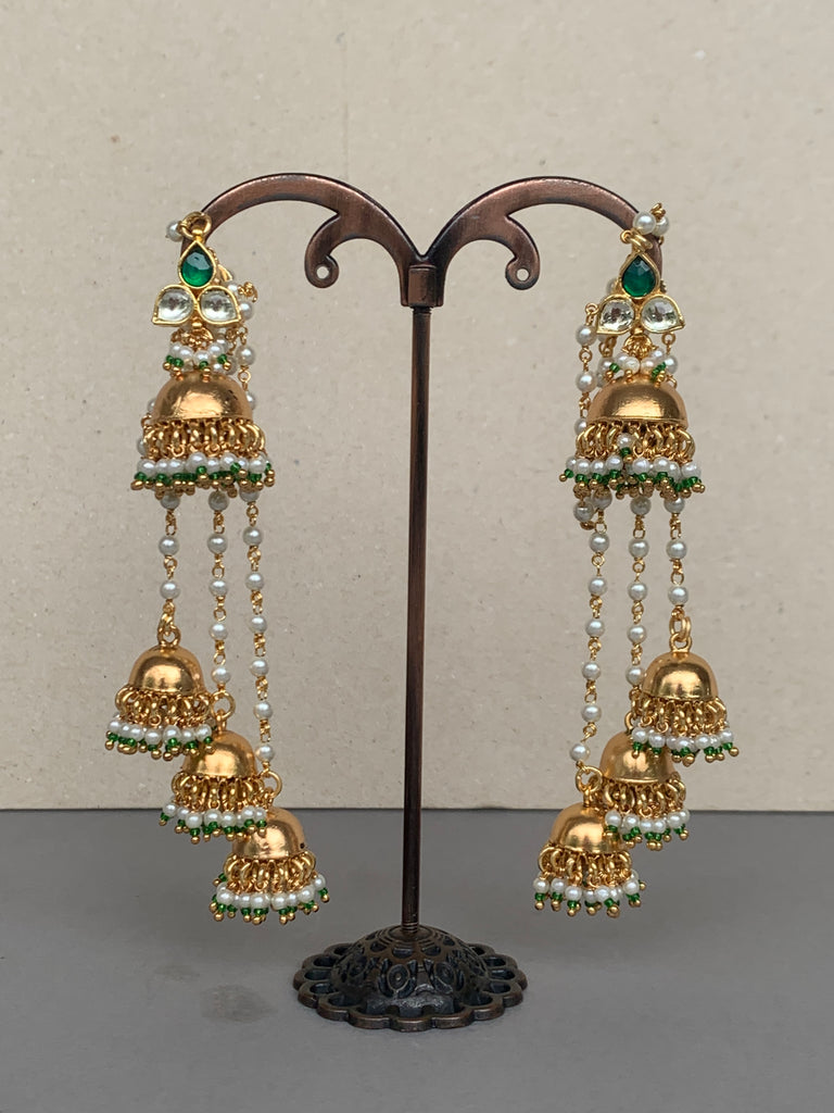 TN535 Green Jadau Earrings