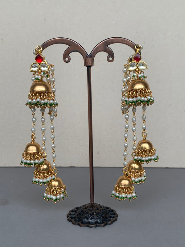 TN535 Red Jadau Earrings
