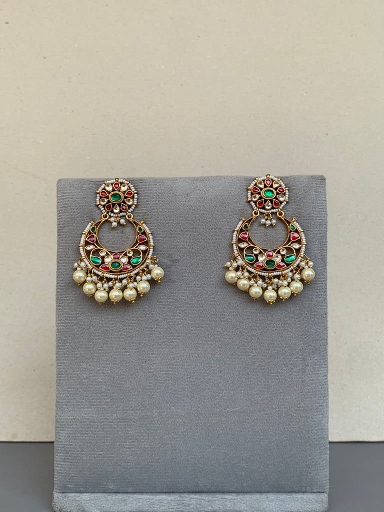 TN785  Multi Jadau Earrings