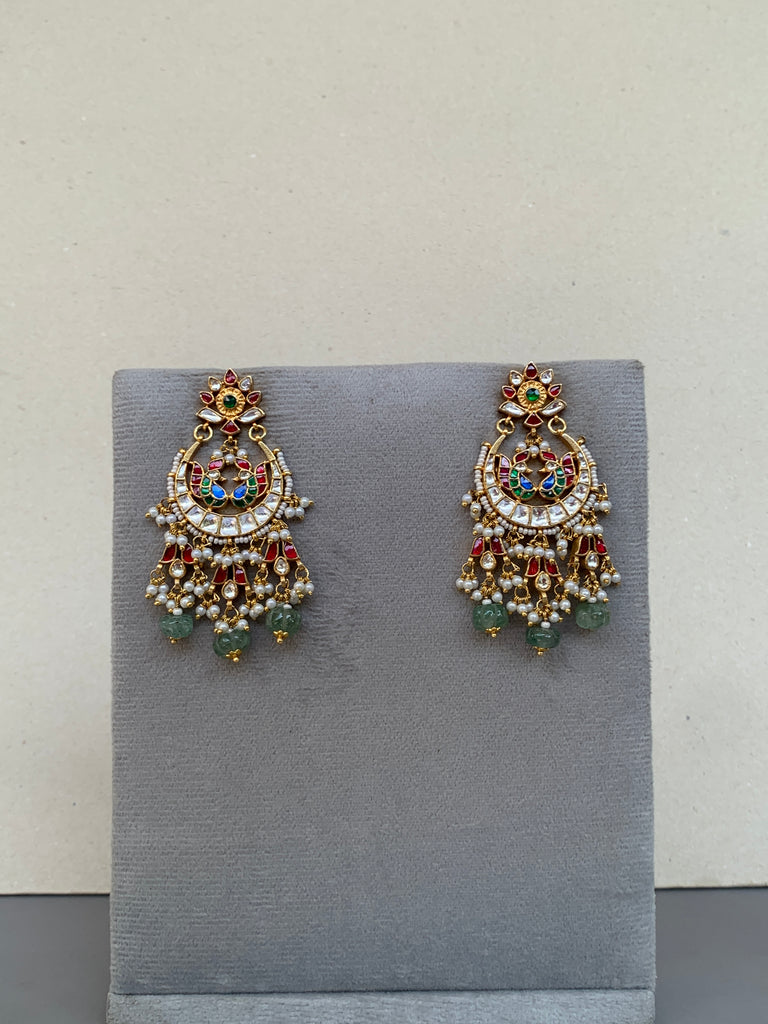TN809  Multi Jadau Earrings