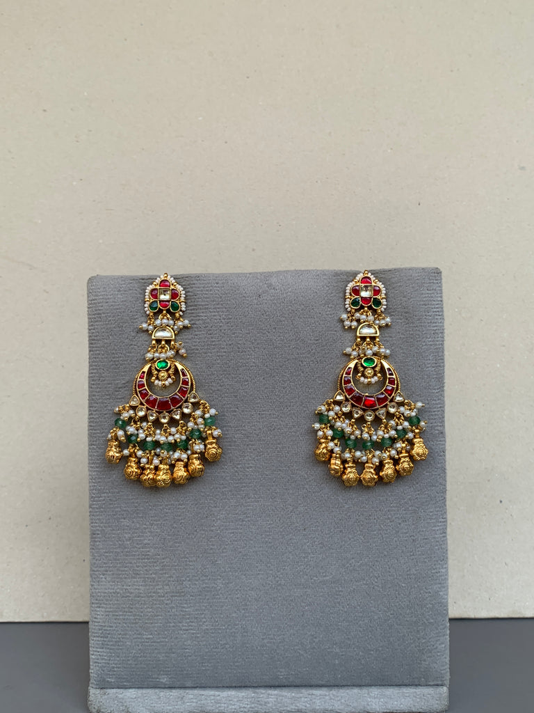 TN811  Multi Jadau Earrings