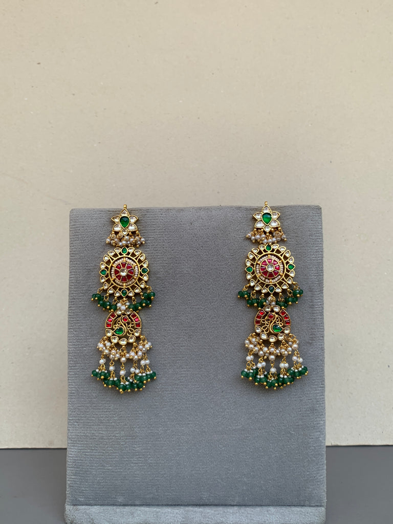 TN816  Multi Jadau Earrings