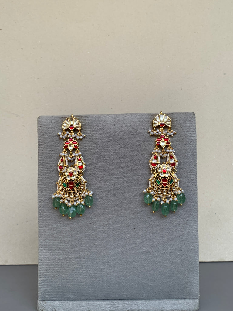 TN821  Multi Jadau Earrings