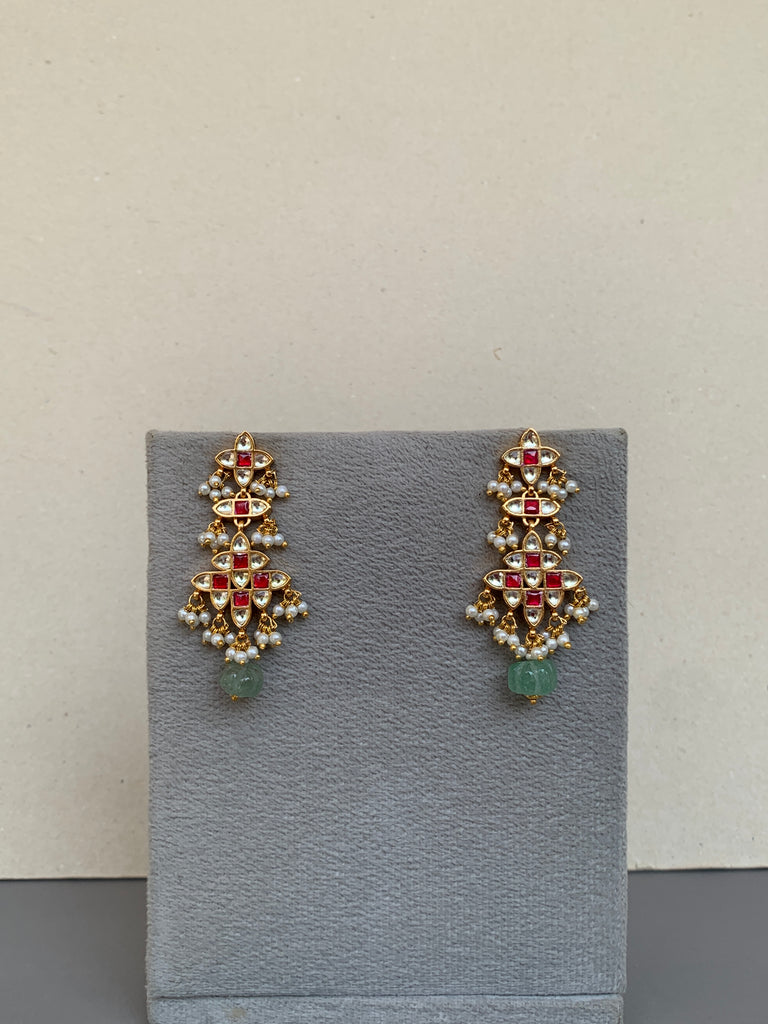 TN834  Multi Jadau Earrings
