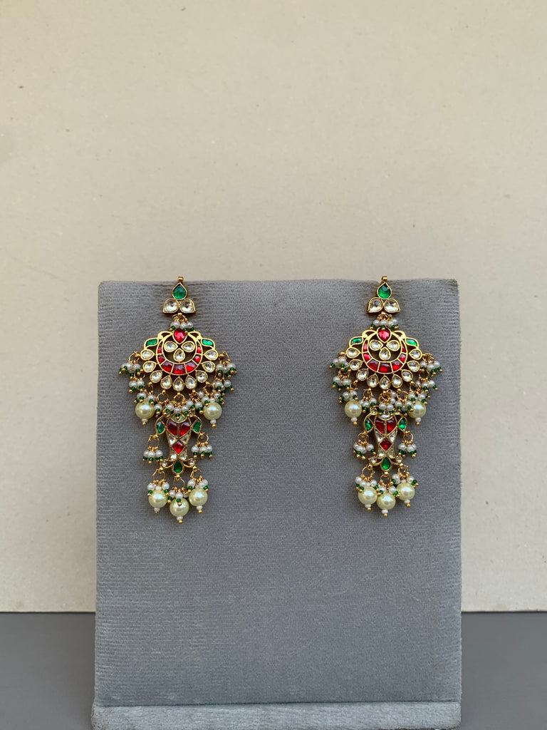 TN848  Multi Jadau Earrings