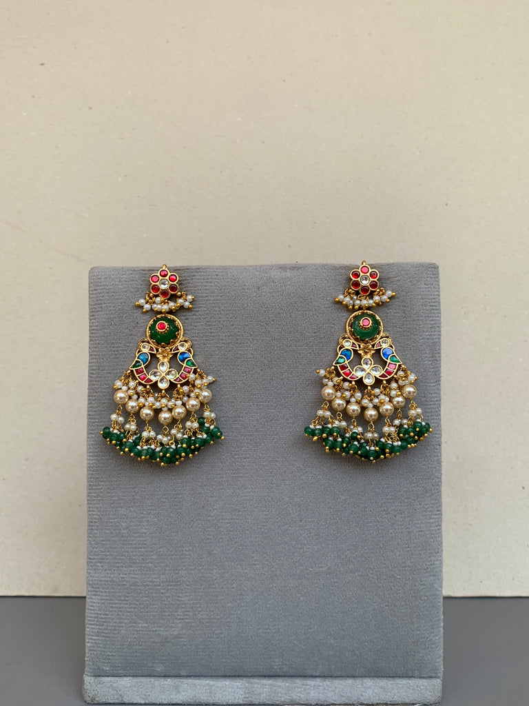 TN856  Multi Jadau Earrings