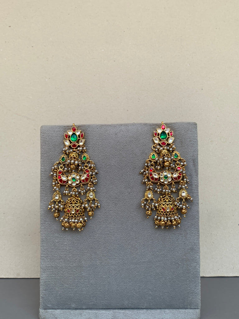 TN865 Multi Jadau Earrings