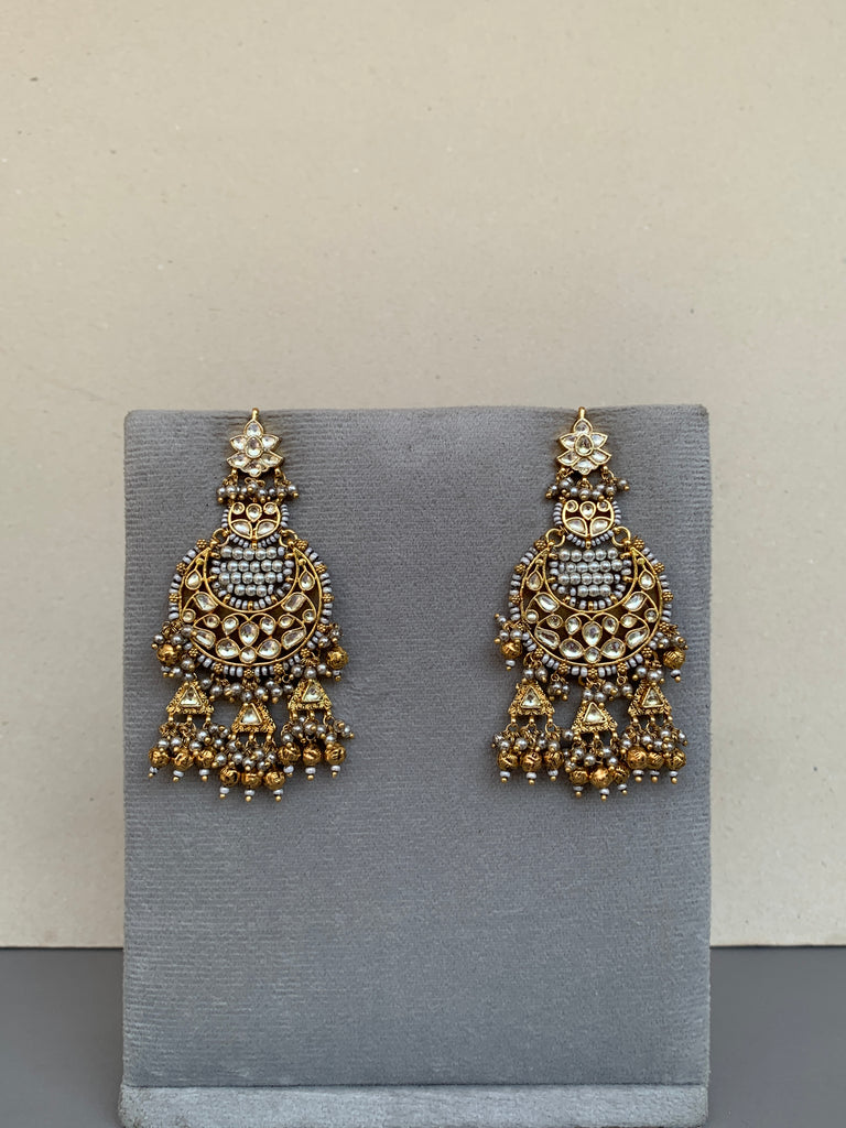 TN866 White  Jadau Earrings