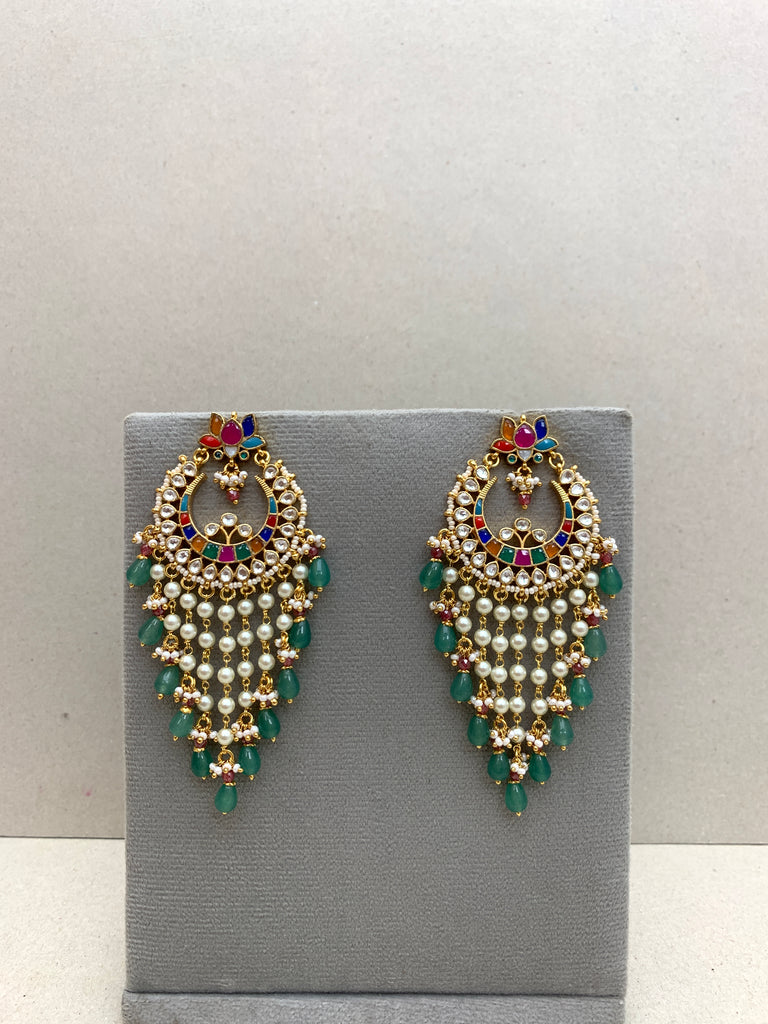 TN906N Navratna  Jadau Earrings