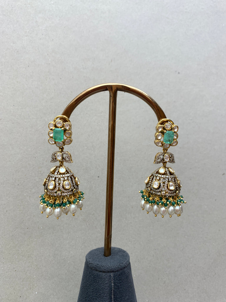 UE334  Moissanite Jhumkhas