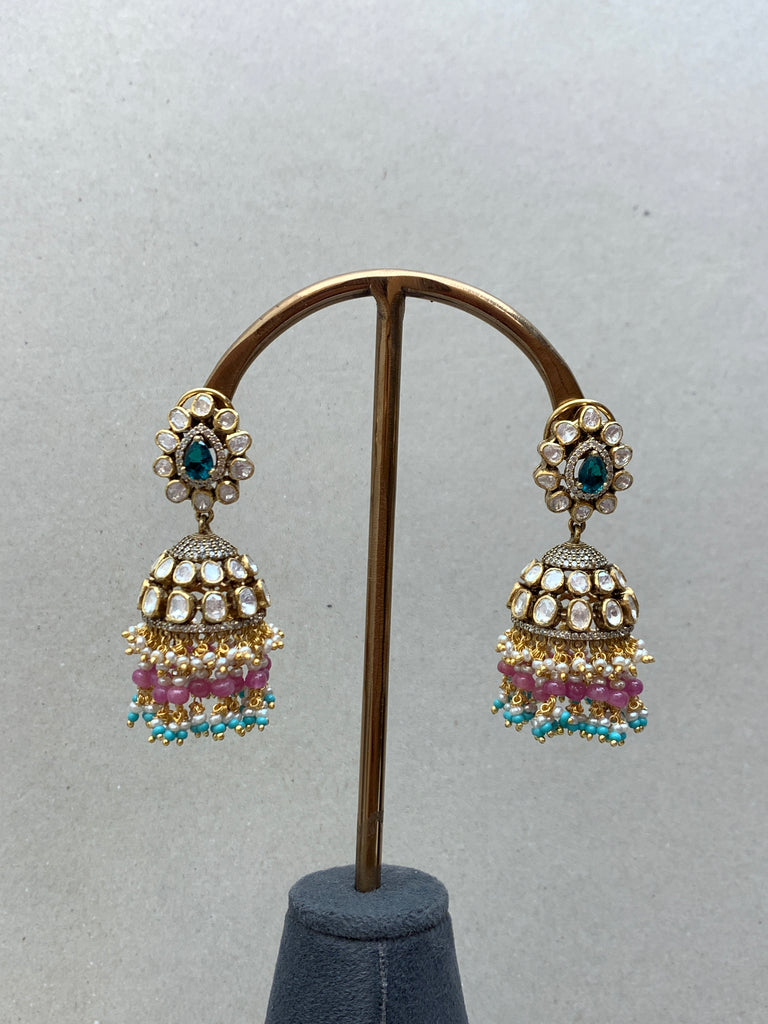 UE338  Moissanite Jhumkhas