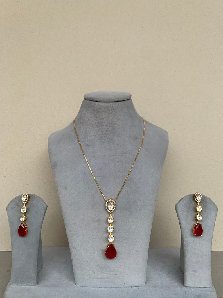 US71 Ruby Moissanite Set with Earrings