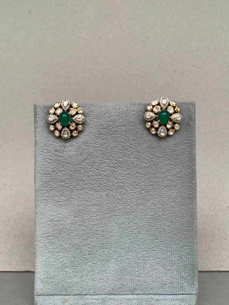 Z1098  Emerald  Moissanite Earrings