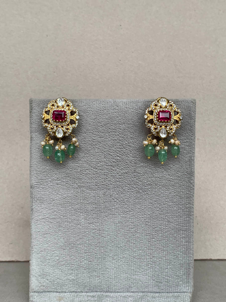 Z1165 Ruby  Moissanite Earrings